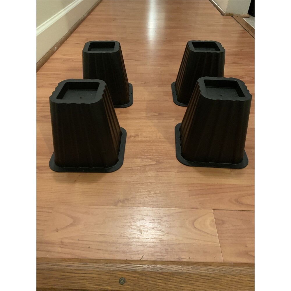 Home Basics 4 Piece Furniture Risers for Bed Sofa Chair 4.25"X6.5" Black